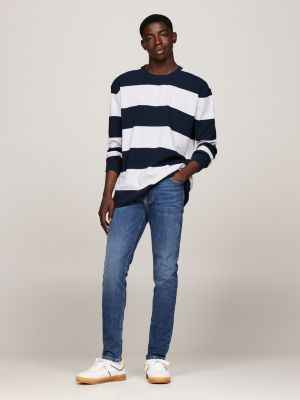 blauw simon skinny jeans met fading voor heren - tommy jeans