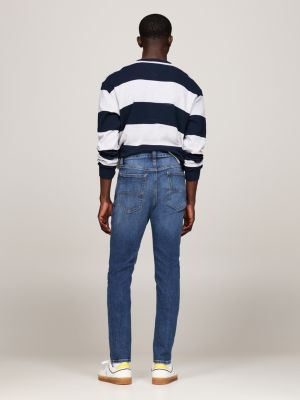 blauw simon skinny jeans met fading voor heren - tommy jeans