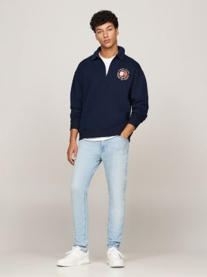 jean skinny simon délavé bleu pour hommes tommy jeans