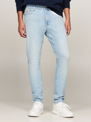 jean skinny simon délavé bleu pour hommes tommy jeans