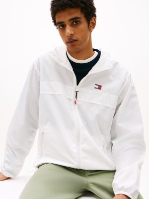 white lightweight chicago windbreaker for men tommy jeans