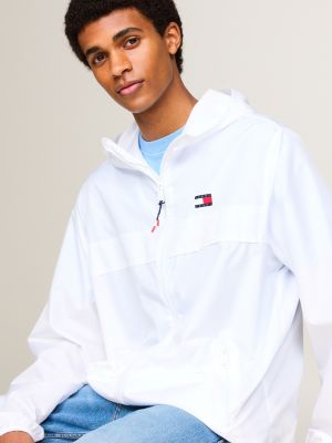 white chicago zip-thru lightweight windbreaker for men tommy jeans