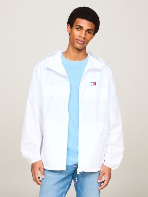 white leichtgewichtiger chicago windbreaker für herren - tommy jeans