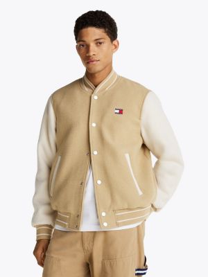 multi relaxed varsity jacket with wool for men tommy jeans