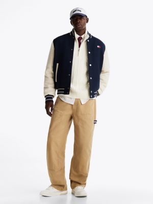 multi relaxed varsity jacket with wool for men tommy jeans