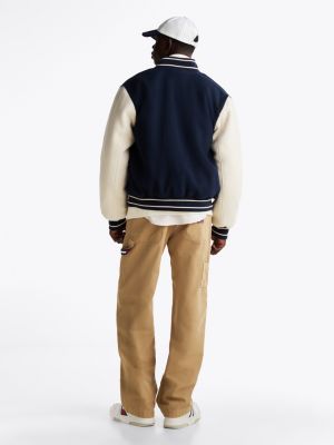 multi relaxed varsity jacket with wool for men tommy jeans