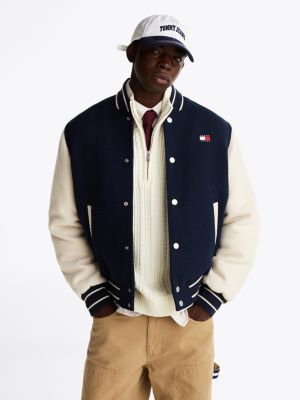 multi relaxed varsity jacket with wool for men tommy jeans