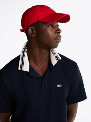 polo coupe standard à liseré sur le col bleu pour hommes tommy jeans