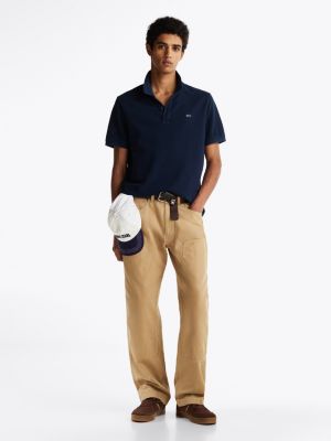 blau slim fit poloshirt für herren - tommy jeans