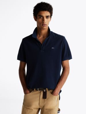 blau slim fit poloshirt für herren - tommy jeans