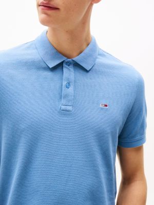 blau slim fit poloshirt für herren - tommy jeans