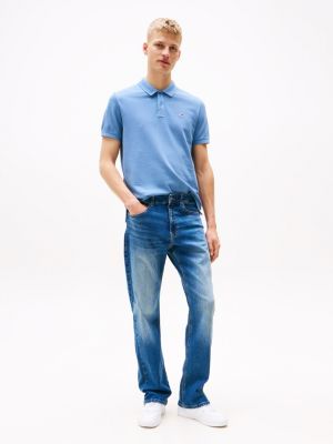 blue slim fit garment dyed polo shirt for men tommy jeans