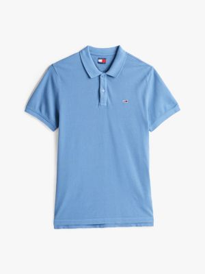 blue slim fit garment dyed polo shirt for men tommy jeans