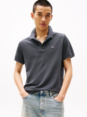 blau slim fit poloshirt für herren - tommy jeans