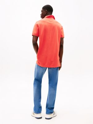 oranje slim fit poloshirt voor heren - tommy jeans