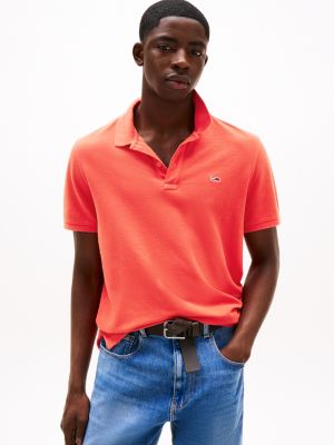 orange slim fit polo shirt for men tommy jeans