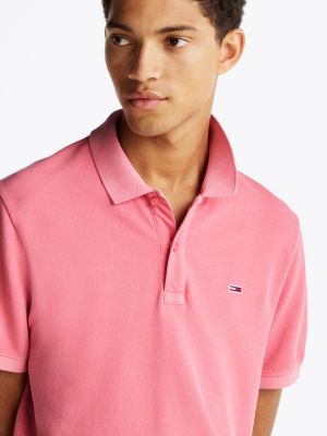 pink slim fit polo shirt for men tommy jeans