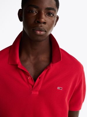 rood slim fit poloshirt voor heren - tommy jeans