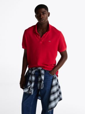 red slim fit poloshirt voor heren - tommy jeans