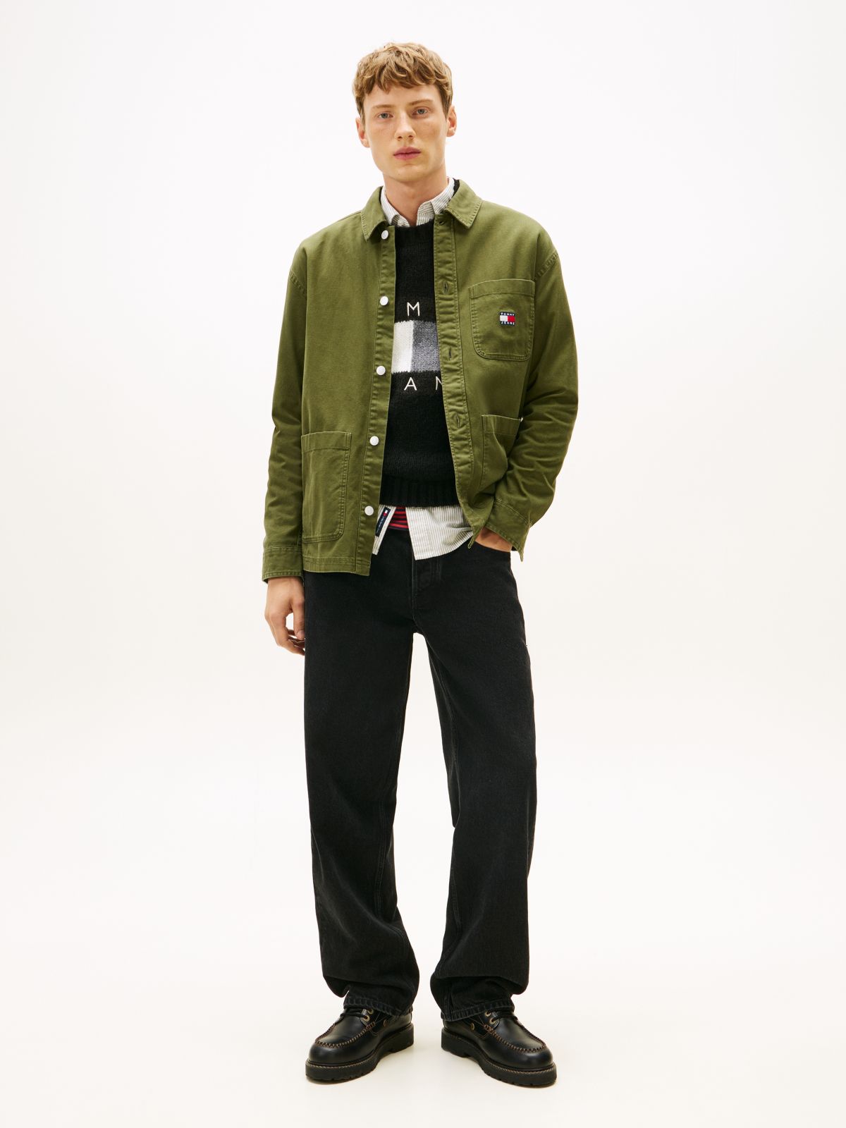 Tommy Badge Oversized Fit Overshirt — Green