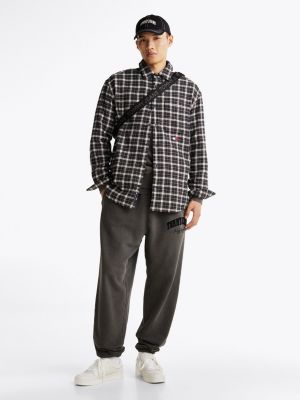 multi relaxed fit check flannel shirt for men tommy jeans