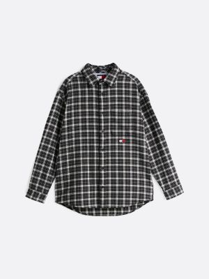 multi relaxed fit check flannel shirt for men tommy jeans