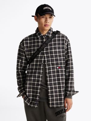 multi relaxed fit check flannel shirt for men tommy jeans