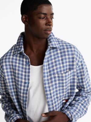 multi relaxed fit check flannel shirt for men tommy jeans