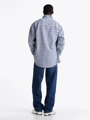 multi relaxed fit check flannel shirt for men tommy jeans