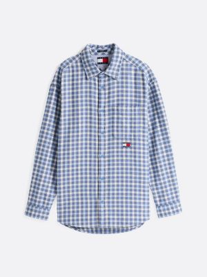 multi relaxed fit check flannel shirt for men tommy jeans