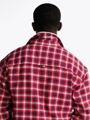 multi relaxed fit check flannel shirt for men tommy jeans