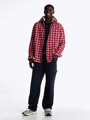 multi relaxed fit check flannel shirt for men tommy jeans