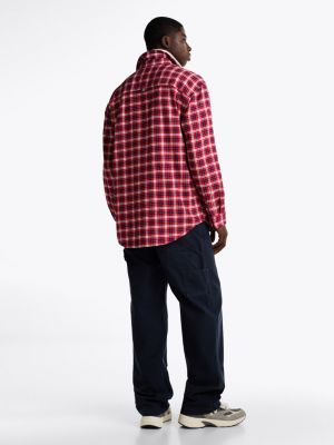 multi relaxed fit check flannel shirt for men tommy jeans