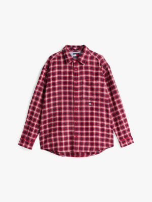 multi relaxed fit check flannel shirt for men tommy jeans