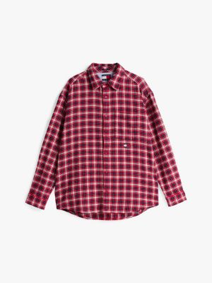 multi relaxed fit check flannel shirt for men tommy jeans