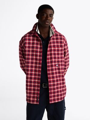 multi relaxed fit check flannel shirt for men tommy jeans