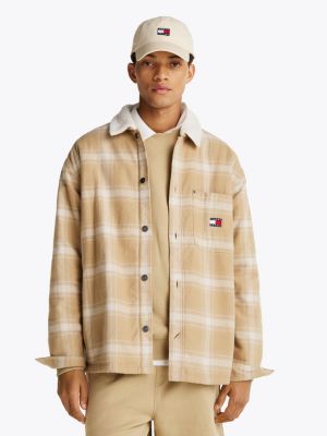 multi relaxed fit overshirt met sherpakraag voor heren - tommy jeans