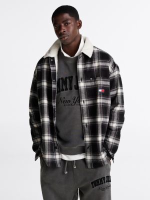 sopracamicia relaxed fit con colletto in sherpa multi da uomini tommy jeans