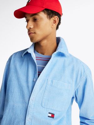 blue corduroy relaxed fit shirt for men tommy jeans