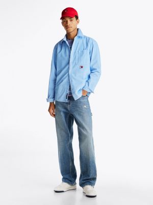 blue corduroy relaxed fit shirt for men tommy jeans