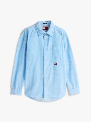 blue corduroy relaxed fit shirt for men tommy jeans