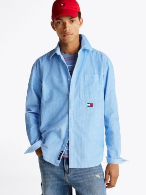 blue corduroy relaxed fit shirt for men tommy jeans