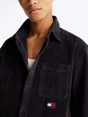 grey corduroy relaxed fit shirt for men tommy jeans