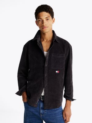 grey corduroy relaxed fit shirt for men tommy jeans