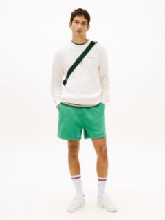 Linear Logo Embroidery Fleece Sweatshirt — Green 3