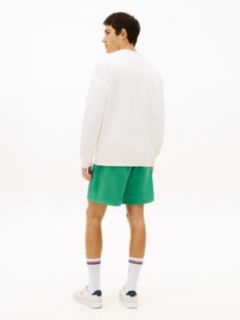 Linear Logo Embroidery Fleece Sweatshirt — Green 4