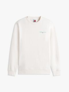 Linear Logo Embroidery Fleece Sweatshirt — Green 5