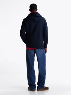 blue signature logo drawstring hoody for men tommy jeans