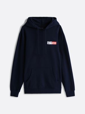 blau hoodie mit tunnelzug und signatur-logo für herren - tommy jeans