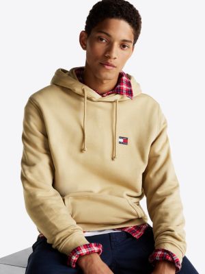 sweat à capuche avec badge tommy beige pour hommes tommy jeans